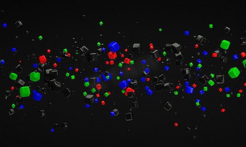 抽象 RGB 原子纳米技术粒子背景 3d renderi