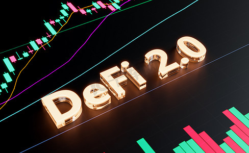 带有烛台图表的 DEFI 2.0 发光标志