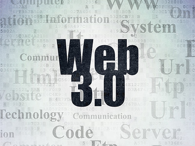 网页设计理念：数字数据纸背景上的 Web 3.0