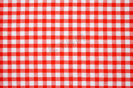 红方格桌布摄影照片_红色和白色餐巾背景