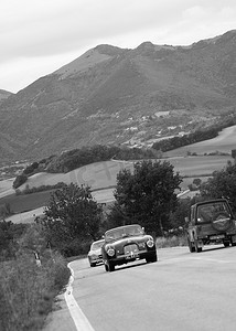 ASTON MARTIN DB 2 在 2020 年意大利著名历史赛事 Mille Miglia 拉力赛中的一辆旧赛车上（1927-1957）