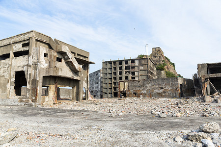 桃李遍九州摄影照片_长崎废弃的战舰岛