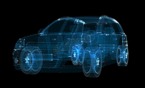 车3d摄影照片_粒子智能车3D全息图