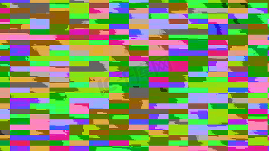 小故障摄影照片_动态明亮的小故障视频、彩色显示电视信号不良、3D 渲染计算机生成的背景