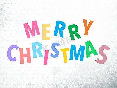 白色散景插图上的圣诞快乐彩色字