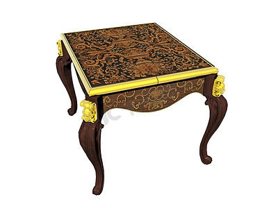 古董重装饰边桌，带镶嵌物