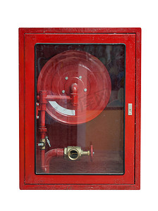 消火栓柜子摄影照片_消防水带