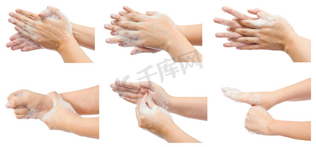 步骤海报摄影照片_逐步洗手医疗程序。