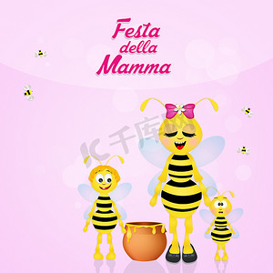 蜜蜂刺摄影照片_母亲节，蜜蜂妈妈