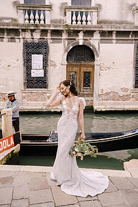 婚礼墙摄影照片_意大利威尼斯 — 2019年10月4日：意大利威尼斯婚礼。