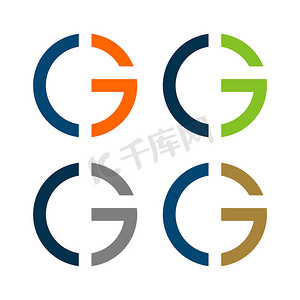 字母G摄影照片_G 和 C 字母标志模板插画设计。