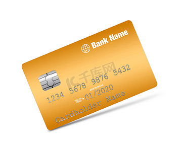 白色背景上的金色信用卡