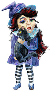 微信公众号万圣节摄影照片_万圣节假期小女孩女巫和猫
