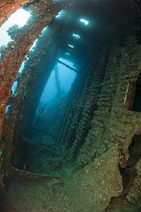 水下沉船的内部