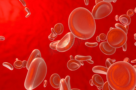 血液和红细胞，抽象概念，生命和健康，3D 渲染。