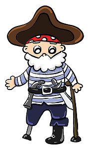 老船长摄影照片_老海盗人，插图，白色背景上的矢量