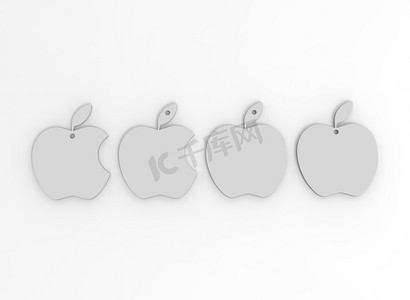 青苹果-整个和切好的水果 3d 插图 3d 渲染
