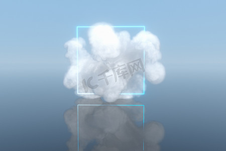 宁静的场景摄影照片_魔法环绕着漂浮在湖上的云，宁静的场景，3D 渲染。
