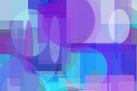 抽象紫蓝色圆圈和椭圆正方形和矩形插图背景