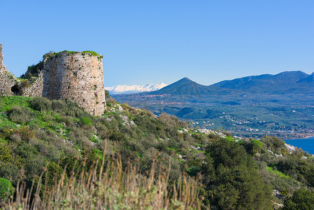 纳帕皮摄影照片_纳瓦里诺中世纪城堡，伯罗奔尼撒半岛，希腊
