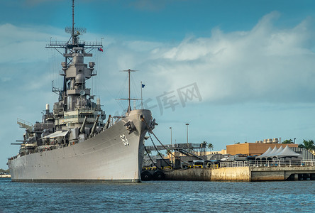美国夏威夷州瓦胡岛珍珠港的密苏里 63 号战列舰。