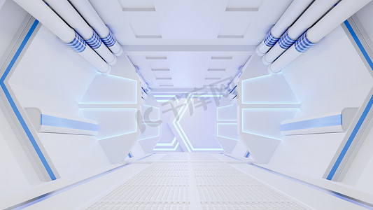 Spaceship Corridor 是一个股票动态图形视频，显示了移动的宇宙飞船的内部。 