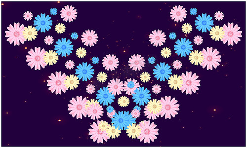 抽象背景下各种花卉的数字纺织设计