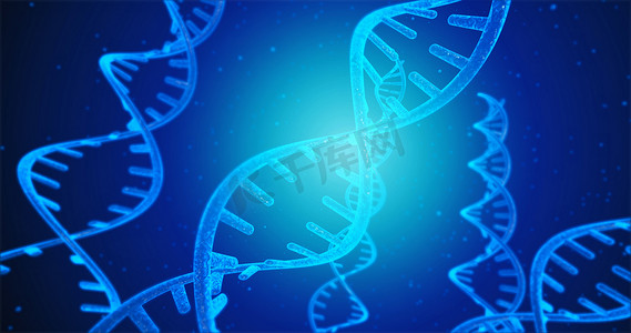 人类 DNA 系统下的蓝色 DNA 结构和细胞 3D 插图