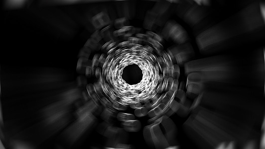 点波摄影照片_具有模糊发光点的隧道，计算机生成。 