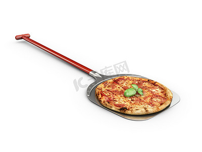 3d 热披萨片与融化奶酪的插图，孤立的白色