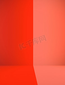 抽象对比红色和橙色房间背景圣诞节和情人节布局设计。