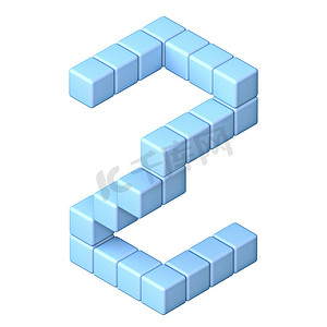 蓝色立方体正交字体 Letter Z 3D
