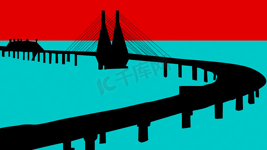 插图 孟买地平线桥绘画。