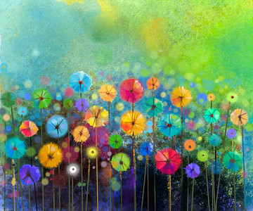 抽象花卉水彩画。