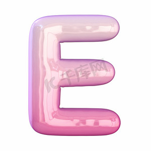 艺术3d字体摄影照片_粉色乳胶光面字体 Letter E 3D