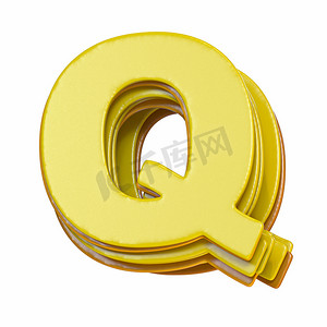 黄色字体字母 Q 3d