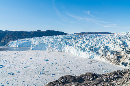 贾冰摄影照片_格陵兰岛西部 Eqi 冰川的格陵兰冰川前缘，又名伊卢利萨特冰川