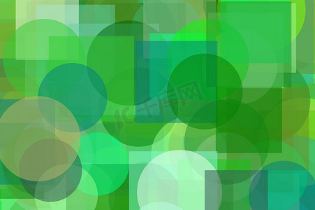 抽象绿色圆圈正方形图背景