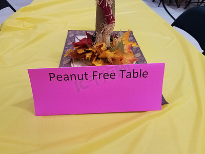 带叶子装饰的桌上粉色花生免费标志