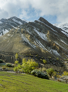 青藏高原气候变暖摄影照片_山谷喜马拉雅景观，印度莱拉达克