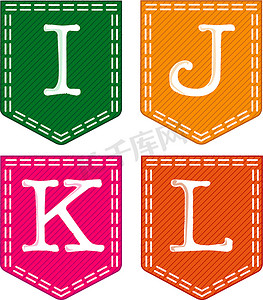 j字母设计摄影照片_四个字母，I、j、K、L。
