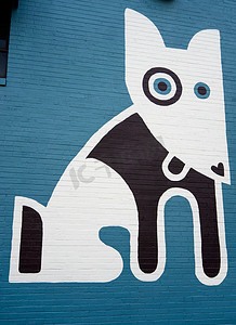 德克萨斯州奥斯汀城市建筑上的狗壁画