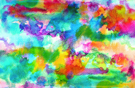 抽象蓝色彩虹水墨画 grunge 纸张纹理。
