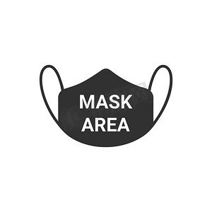 口罩标志摄影照片_面罩区域，面罩需要警告预防标志。