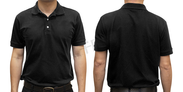 人体黑色空白马球 T 恤，用于图形设计模拟 u
