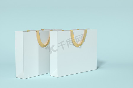 纸质购物袋，产品包装，3D 渲染。