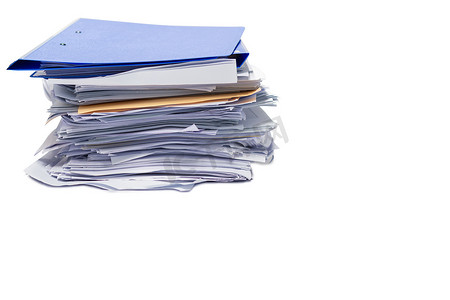 文件夹和具有隔离复制空间的业务报告纸质文件堆栈