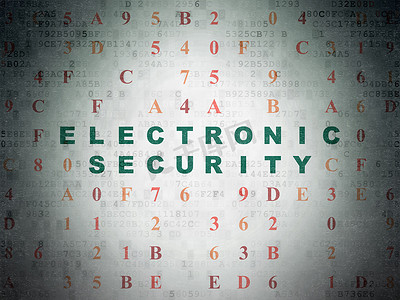 安全概念：数字数据纸背景上的电子安全