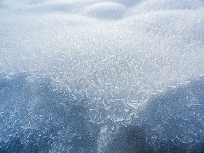 冰川质地摄影照片_冰晶和雪纹理宏，挪威。