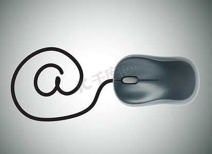 电脑鼠标线连接到电子邮件徽标